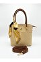Leather-Look Multi-Compartment Hand and Shoulder Bag with Scarf Detail