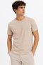 Men's T-Shirt Beige Regular Fit Crew Neck Cotton 30/1 Single Jersey Fabric - 3