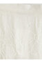 Ecru Zippered Embroidered A-Line Skirt - 2