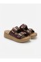 Metal Figure Detailed Double-Strapped Orthopedic Comfort Sole Slippers