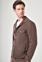 Brown Berber Collar Knitted Elastic Waist 6 Drop Slim Fit Unlined Flexible Suit 1001260177 - 3