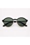Classic Round Polarized Sunglasses for Men & Women, Black & Gold Frame with Green Lenses - 3