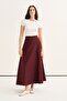 Women's Side Pleated Jean Skirt Burgundy