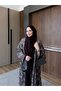 Linen Embroidered Belted Long Kimono - 4
