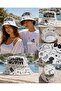 Unisex White Graffiti Pattern Bucket Hat with Writing Fisherman Hat Summer Sun Protection - 3
