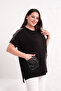 Women's Viscose Blouse with Leather Detail on Shoulders and Pockets - 2