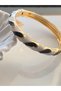 Steel Clasp Black-White Patterned Enamel Bracelet - 3