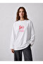 White Oversize Wide Cut Long Sleeve 100% Cotton Summer Printed T-Shirt