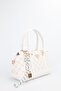 Women's Monogram White Leather Lock Charm Detailed Shoulder and Crossbody Bag Elena - 3