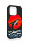 iPhone 15 Pro Compatible Red Sun Whale Pattern Silicone Case - 4