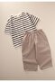 Oversize T-Shirt Wide Cut Trousers Set 2-10 Years Anthracite Mink Striped