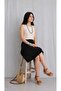 Sofya Linen Fabric Comfortable Fit 55 cm Short Skirt - 2