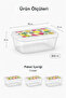 Set of 3 850 ml Rectangular Storage Containers, Fruit Patterned Transparent Stackable Food Container - 6