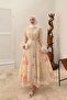 Floral Patterned Buttoned Dress with Skirt Hem and Flounce Detail - Beige - 3