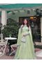 Pista Green Faux Georgette Gown & Lehenga Set - HRT7527 | Pista Green-Size:M-38-Inches - 3