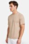 Men Slim Fit Short Sleeve Training T-Shirt, Beige - 2