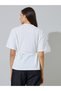 White Regular Fit T-Shirt with Tie-Waist Flower Detail - 5