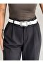 Women's Square Buckle Silver Belt Waist Belt Coat Belt Dress Belt Trouser Belt - 2