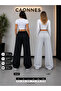 2-Piece Women's Ny Printed Sweatpants (Black-Grey) Oversize Baggy Loose Legs - 2