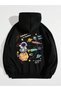 Unisex Black Space Printed Hooded Hoodie Sweatshirt