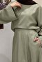 Ihlamur Green Linen Textured Soven Set - 8