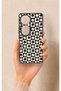 Vivo V40 Compatible Floral Motif Checkered Pattern Silicone Case