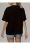 Women's Black over Thinking Printed Oversize T-Shirt - 2