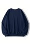 Women's Navy Blue Logo Smile Printed Oversize Sweatshirt - 2