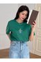 Women's Nefti Green The Power Printed Oversize T-Shirt - 3
