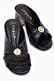 Dinara Black Cross-Strapped Women's Heeled Slippers - 4