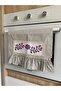 Gray Gingham Cross-Stitch Detailed Oven Cover (Cross-Stitch Pattern May Vary)