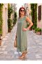 Italian Raw Linen Guipure Dress Khaki - 3