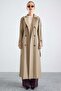 Long Trench Coat with Cape and Epaulette Detail, Button Accessories, Water Repellent Feature, Stone 6880 - 5