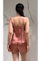 6 Piece Satin Waist Lace Dowry Suit Short Nightgown Dressing Gown Pajama Set |   Shorts Set Nightgown Pajama Set - 6