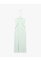 X Şahika Ercümen - Slim Fit Halter Neck Sleeveless Midi Dress with Metal Accessories