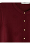 Burgundy Crew Neck Embossed Patterned Women's Knitwear Cardigan - 7