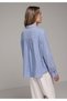 Boyfriend Fit Shirt Neck Striped Women's Blue Long Sleeve Shirt - 3