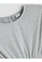 Alita City Lcw Kids Gray Oval-Necked Girl's Dress with a Difference in Color - 2