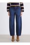 Lcw Jeans Indigo Belted Waist Barrel Fit Women's Jean Trousers - 2
