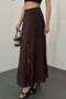 Women's Long Skirt with Lace Detail and Flared Hem - 4
