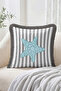 Modern Design Fringed Throw Pillow Cover with Sea Star Figure and Stripes - Decorative Pillow Cover - 2
