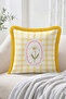 Daisy Flower Motif Plaid Patterned Fringed Throw Pillow Cover - Bohemian Tassel Pillowcase - 2