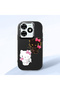 Infinix Hot 40I Compatible Case Camera Protector Black Silicone Couple Phone Case with Kitty Pattern