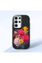 Samsung Galaxy S23 Ultra Compatible Case Camera Protector Black Silicone Couple Phone Case with Floral Pattern