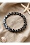 Men's Black Hematite Stone Look Arrow Pattern Bead Bracelet - 2