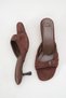 Women's Buckle Heeled Sandals Bitter Brown Suede - 5