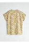 Original Collar Patterned Linen Blend Blouse - 6
