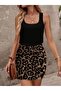 Women's Strappy Square Neck Top Viscose Bottom Patterned Short Single Jersey Dress - 2