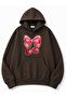 Ribbon Cherry Printed Hooded 2 Thread Threaded Sweatshirt