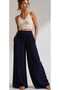 Women's High Waist Tiril Tiril Flowy Palazzo Pants - Crinkle Fabric Loose Wide Leg Summer Trousers